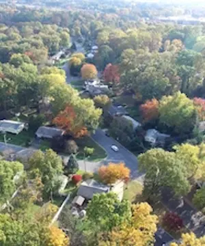 Suburban America Aerial Shot in Autumn