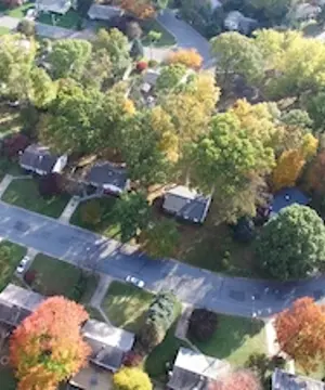 Suburban America Aerial in Autumn